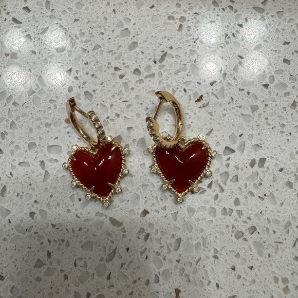 The Last Line LA Carnelian Dismond and Gold Earrings - Picture 3 of 5